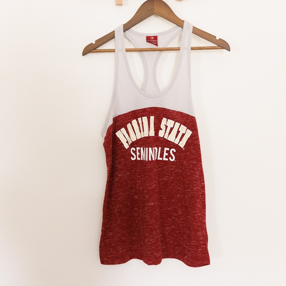 Colosseum Florida State Seminoles FSU Tank Top Garnet Gray Slub Racerback Large